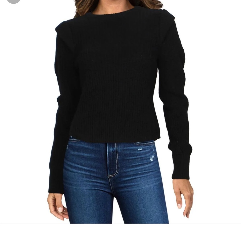 Aqua Black Ribbed Long-Sleeve Sweater